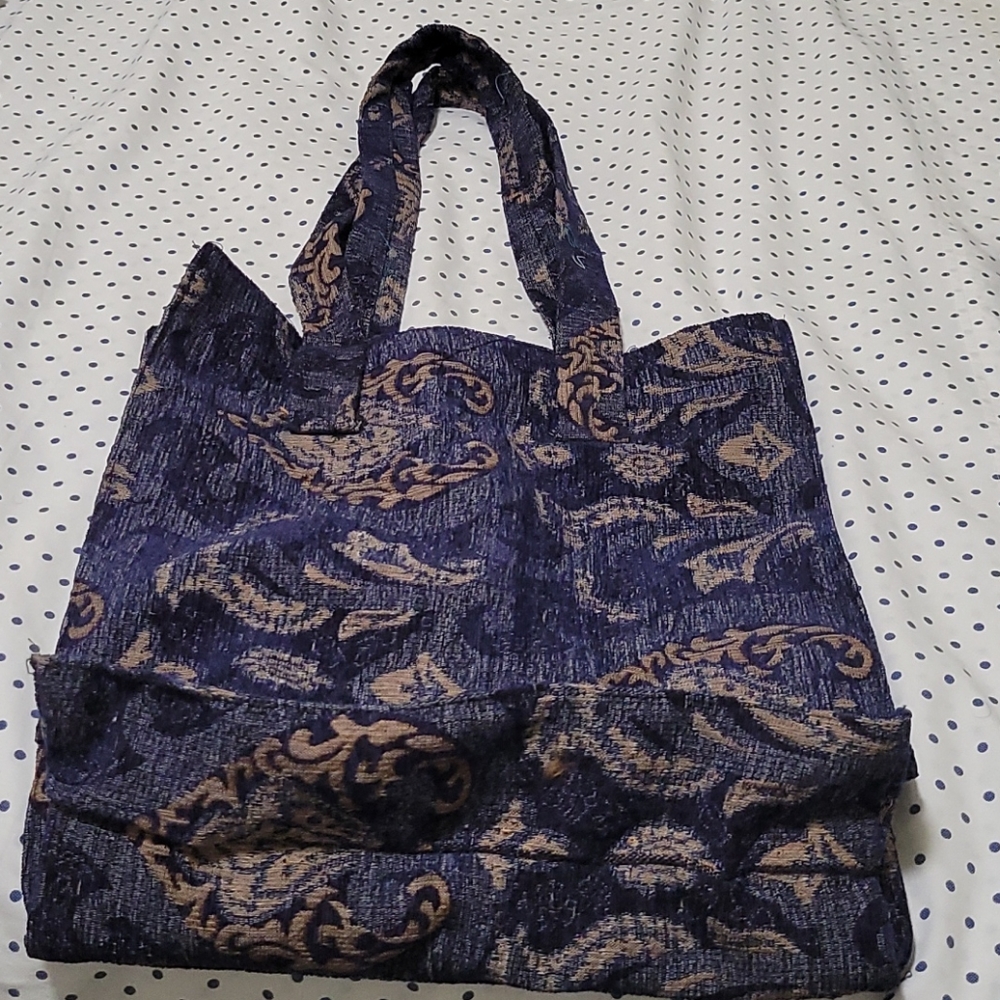 New  Medium Handmade Tapestry Blue Tote(unlined)